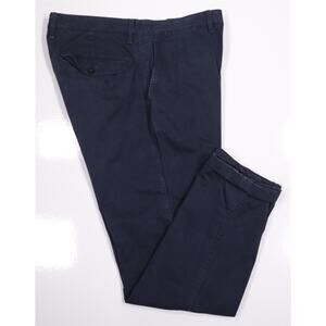 Mr Porter Mr. P Navy Blue Cotton Flat Front Chino Pants Button Fly Mens 34x30